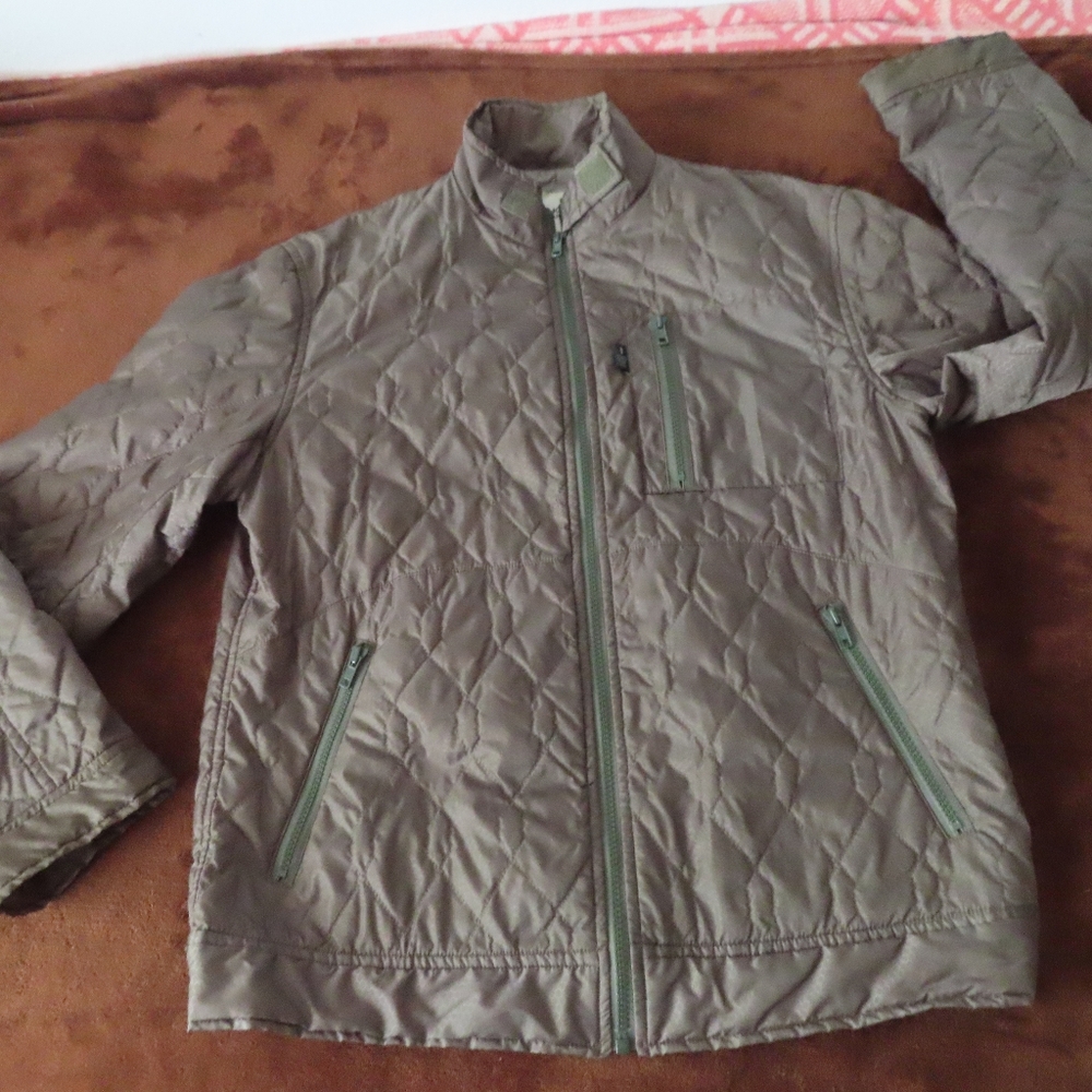 Takeo Kikuchi Mens Green Long Sleeve Pockets Full-Zip Quilted Jacket Size 3